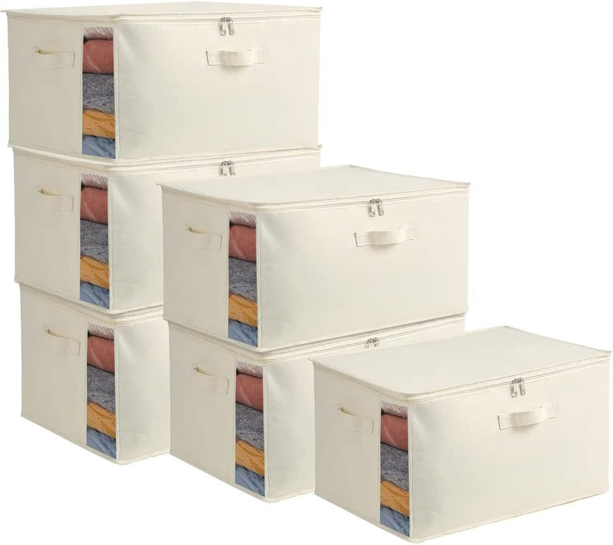 6-Pack Large Canvas Comforter Storage Bags Closet Organizer for Clothes ...