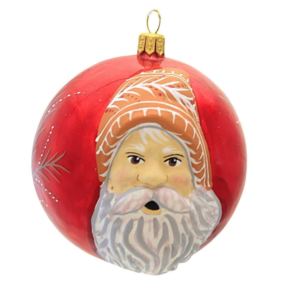 Vaillancourt Folk Art Santa Portrait - 1 Ornament 3.5 Inch, Glass - Christmas Ornament Or20502