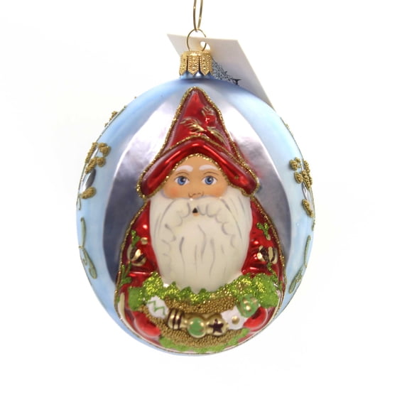 Vaillancourt Pearlized Santa W/Ornament Swag Glass Poland Hand Painted Or17506