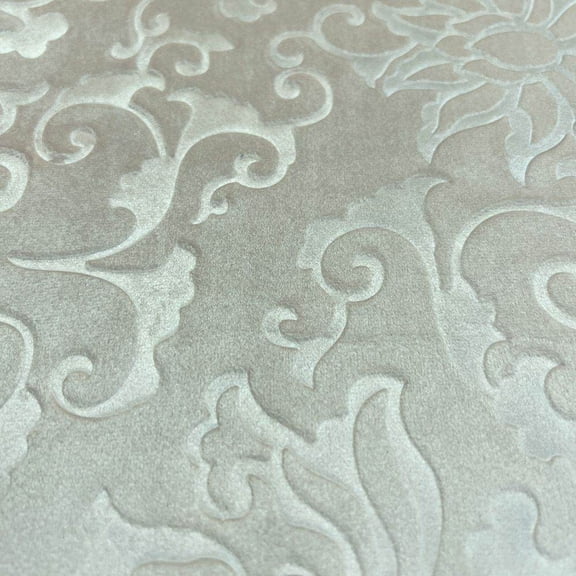 Vails Brocade Velvet Fabric, 72 Inch in Width Ideal Embossed Material for Home Decor, Ivory / Cut by the Yard