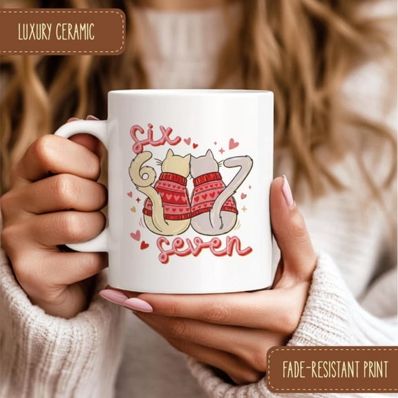 Vaine Coffee Mug, Six Seven Vaines Mug, Funnix Seven Vaine Coquette Mug, Meme Preppy Heart Bow Mug.jpg