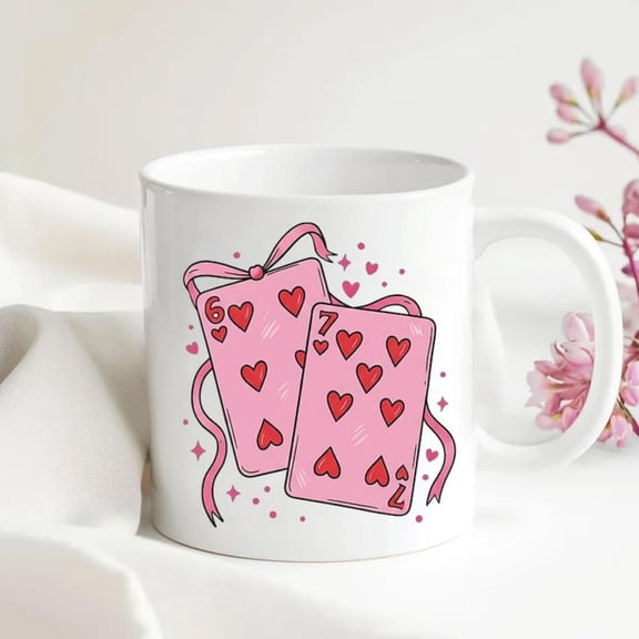 Vaine Playing Mug, Cute and Hearoffee Cup, Preppy Coquette Meme Gift Him Her.