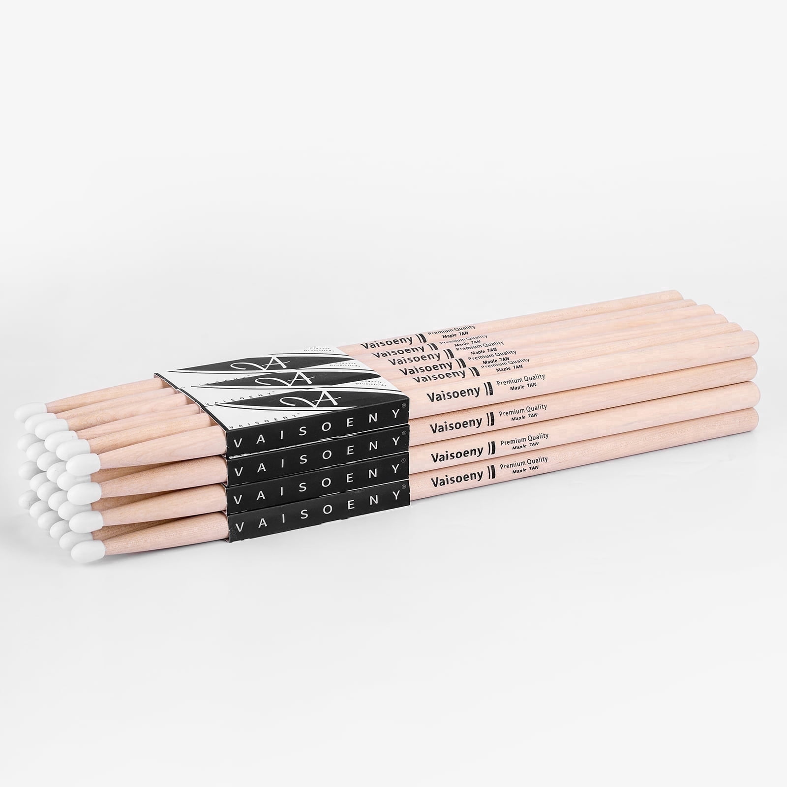 Vaisoeny 7A Drumsticks, Nylon Tip Drum Sticks Set for Acoustic Drums or Electronic Drums, Oval Nylon Tip Maple Drumsticks for Drummers and beginners (12 Pair)