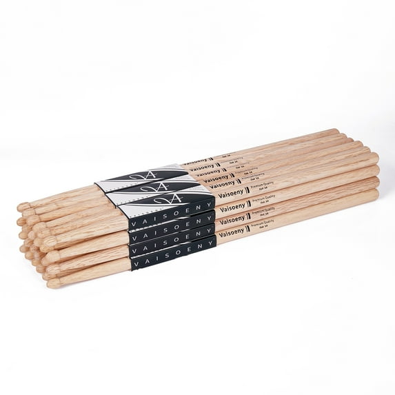 Vaisoeny Drum Sticks,5A Drum Sticks for Adults,12 Pairs Classic Oak Wood Drumsticks for Kids , Professional Musical Instrument Percussion Accessories