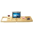 thumbnail image 1 of Vaiyer Bamboo Bathtub Tray Caddy Wooden Bath Tray Table w/ Extending Sides Reading Rack Tablet Holder Mobile Tray and, 1 of 7