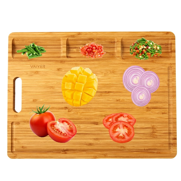 Vaiyer Organic Bamboo Cutting Board w/ Juice Groove, Heavy Duty