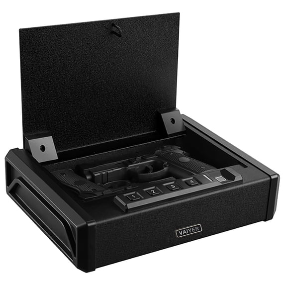 Vaiyer Biometric Pistol Safe with Quick Access Fingerprint Scanner, Compact Steel Security Storage