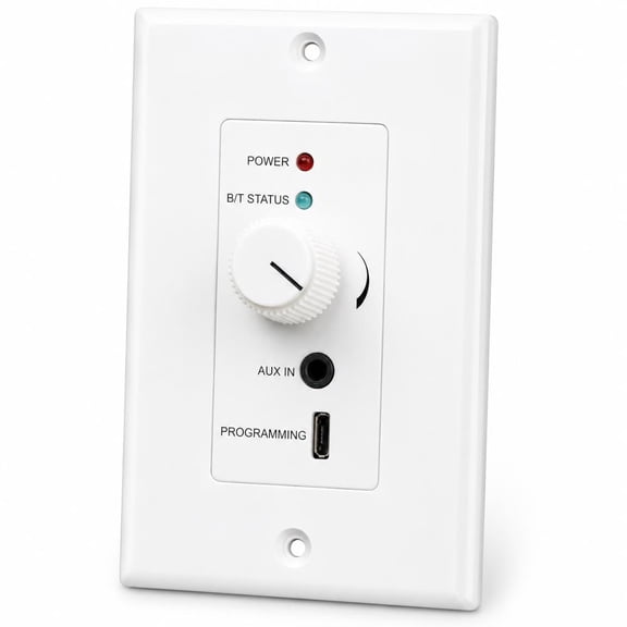 Vaiyer Bluetooth 5.0 Wall Plate Audio Amplifier 150W Peak Power In-Wall Stereo Class D with AUX Input, 24V DC Power Adapter, Custom Device Name & PIN