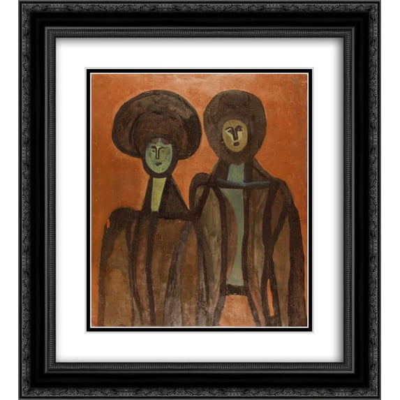 Vajda Lajos 2x Matted 20x22 Black Ornate Framed Art Print 'Sisters '