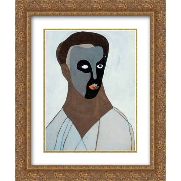 Vajda Lajos 2x Matted 20x24 Gold Ornate Framed Art Print 'Self-Portrait in a Mask'