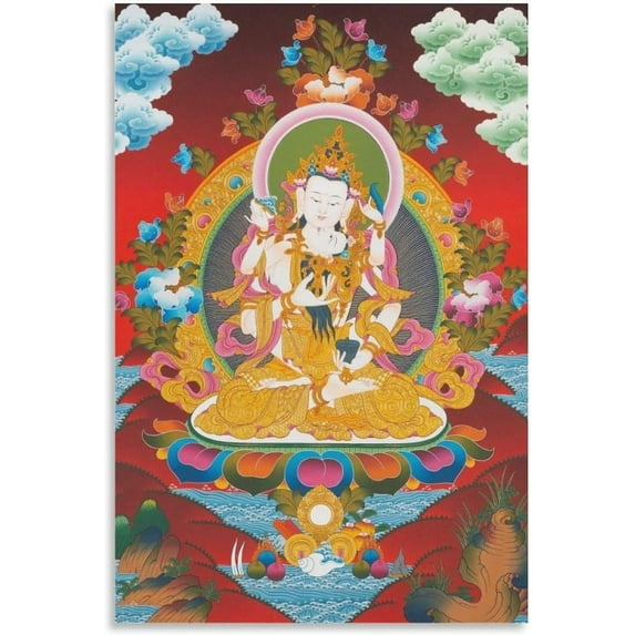 Vajrasattva Yab Yum Thangka Poster Home Decor Poster Wall Art Hanging Picture Print Bedroom Decorative Painting Posters Room Aesthetic 16x24inch(40x60cm)