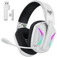 thumbnail image 1 of Vakedy Wireless Gaming Headset, 2.4GHz Bluetooth Gaming Headphones with Noise Canceling Mic,3D Surround,60H Playtime for PS5 PS4 PC Switch Mac Phone,White, 1 of 8
