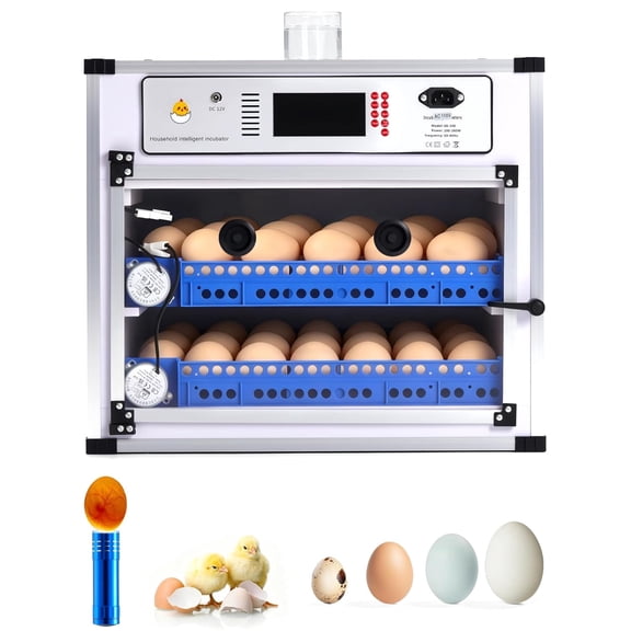 Vakiorn 136 Egg Incubator 3 in 1 Automatic Hatching Machine Auto Egg Turning Temperature Humidity Control Dual Power Supply LED Egg Candler for Chicken Duck Goose Quail Poultry