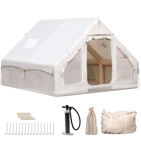 Vakiorn 13x10 Ft Inflatable Air Tent 8-Person with Built-in Pump Stove Jack Waterproof Windproof All-Season for Camping Festivals