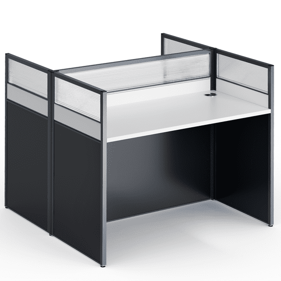 Vakiorn 2 Person Face to Face Workstation Desk Office Cubicle Privacy Panels 18 mm Thick Top Aluminum Frame Cable Management for Office Call Center Collaborative Workspace