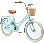 Vakiorn 20 inch Girls Bike Single Speed with Basket Kickstand Adjustable Seat Beach Cruiser Green