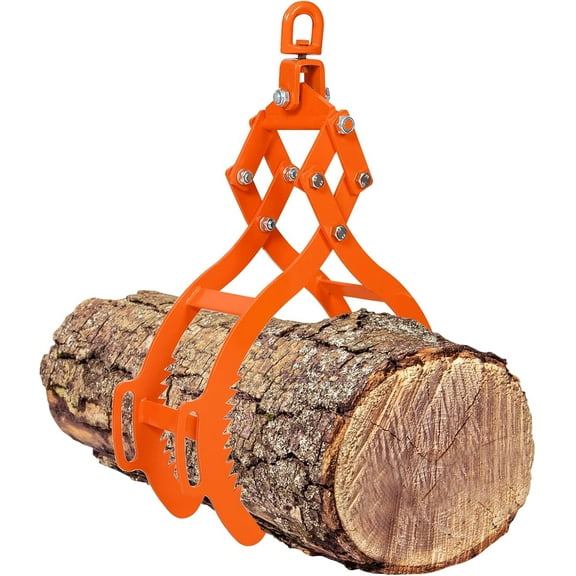 Vakiorn Heavy Duty Log Grapple 28 inch 2700 lbs Swivel Steel 4 Claw for Tractors Forklifts Trucks Orange