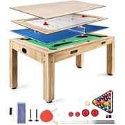 Vakiorn 4 in 1 Multi Game Table 7 ft Billiard Air Hockey Table Tennis Combo Flip Top Convertible with Accessories Adjustable Feet Built in Storage for Home Game Room Office