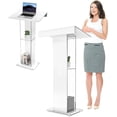 thumbnail image 1 of Vakiorn 45inch Transparent Acrylic Podium Stand Church Pulpit with 2 Storage Shelves for Classroom Conference Wedding, 1 of 6