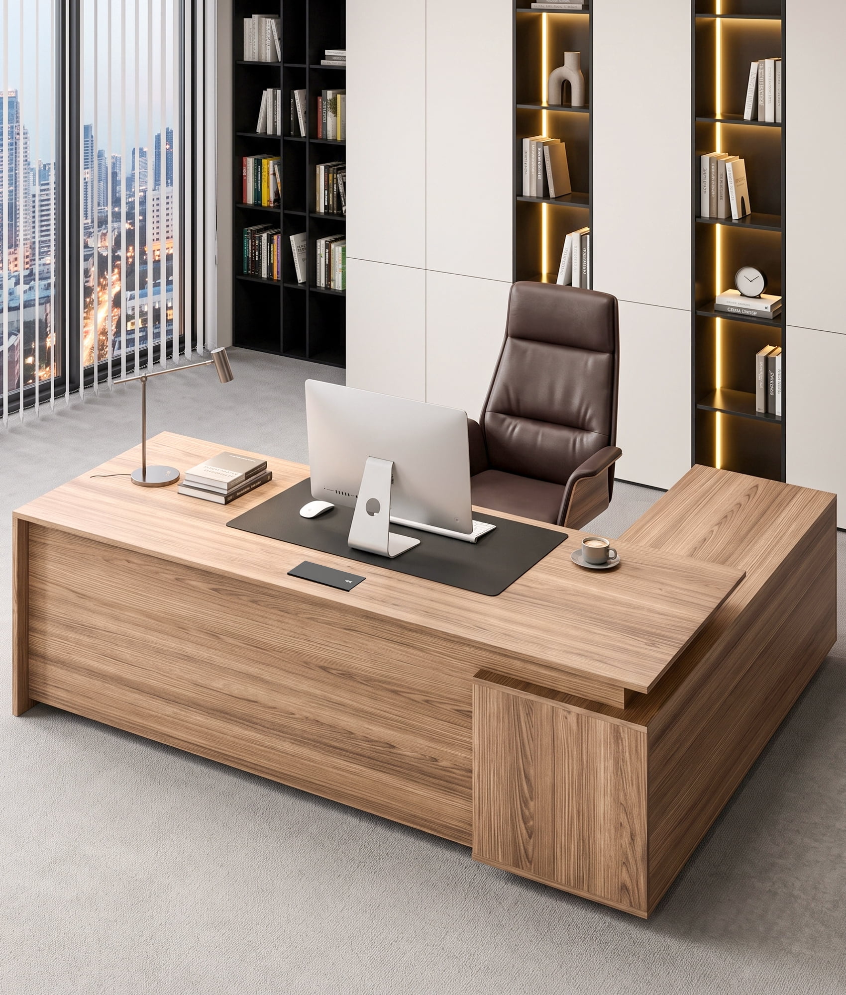 Vakiorn 63 inch Executive Desk Lockable Drawer Password Lock USB C ...