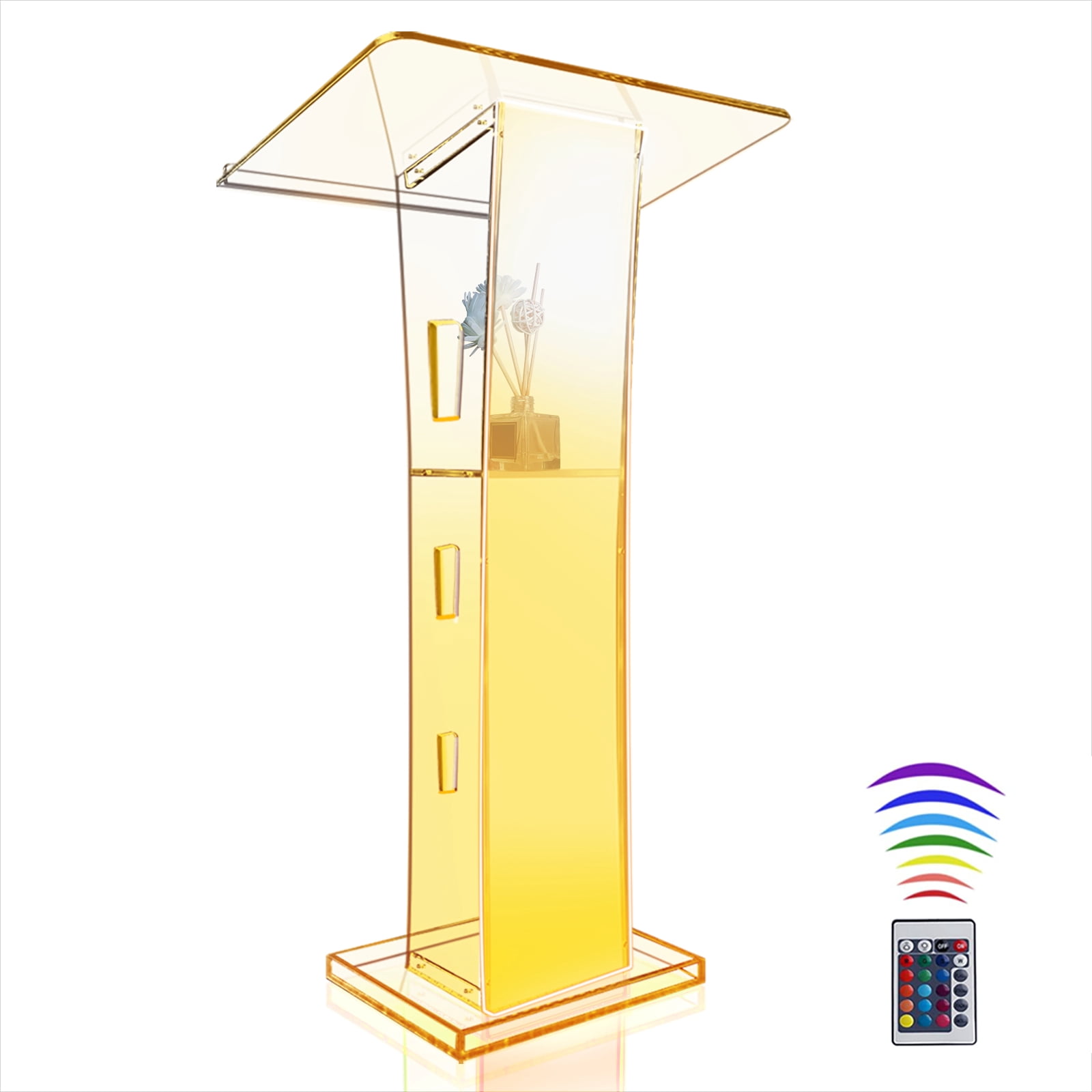 Vakiorn Acrylic Podium with 4 Wheels 42.5 inch Clear Church Pulpit ...