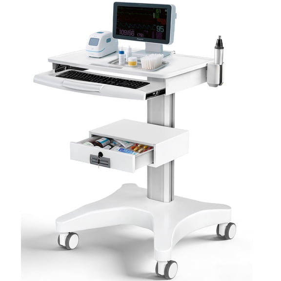 Vakiorn Drawer Cart 220 lbs Capacity Mobile Lockable Drawers with Power Outlet for School Office White