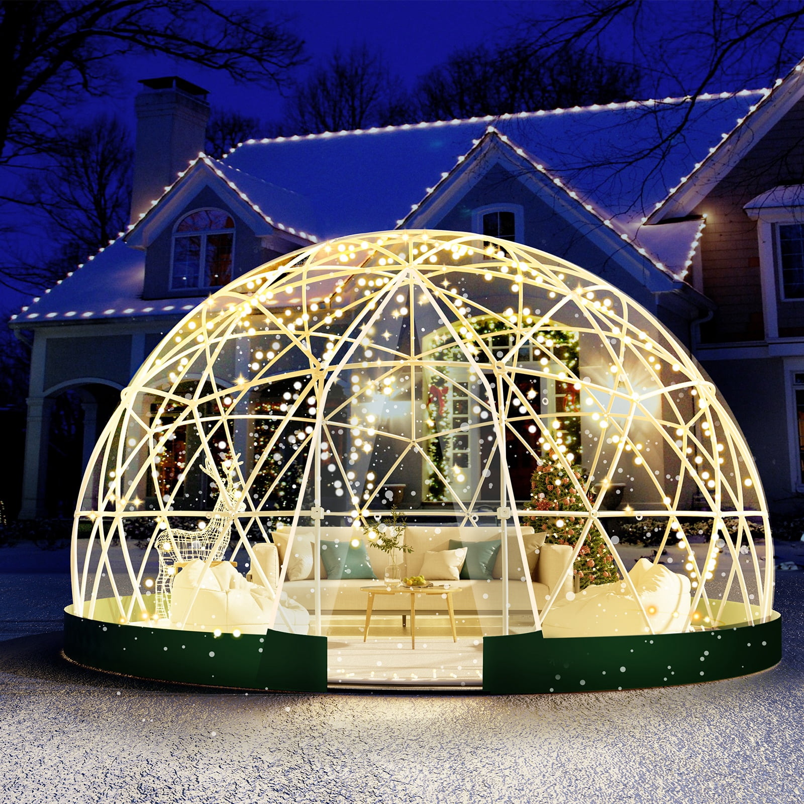 Vakiorn Garden Dome Tent 9.5x5.7 ft Outdoor Greenhouse 2-4 Person Waterproof Clear for Camping Party Wedding Christmas Green