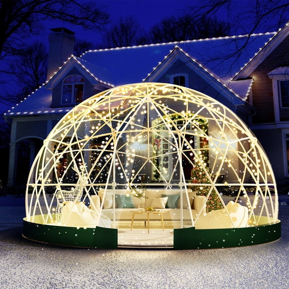 Vakiorn Garden Dome Tent 9.5x5.7 ft Outdoor Greenhouse 2-4 Person Waterproof Clear for Camping Party Wedding Christmas Green