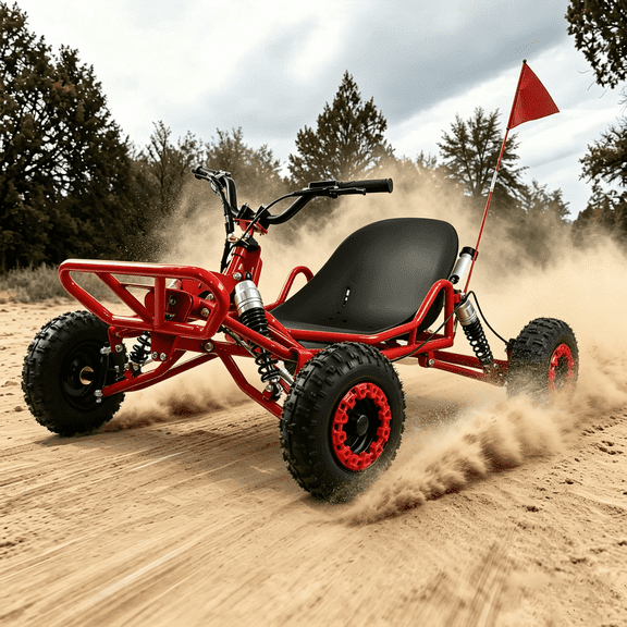 Vakiorn Go Kart 63 cc 2.2 hp Engine 25 mph 120 kg Capacity 6 inch Racing Tires for Outdoor Fun