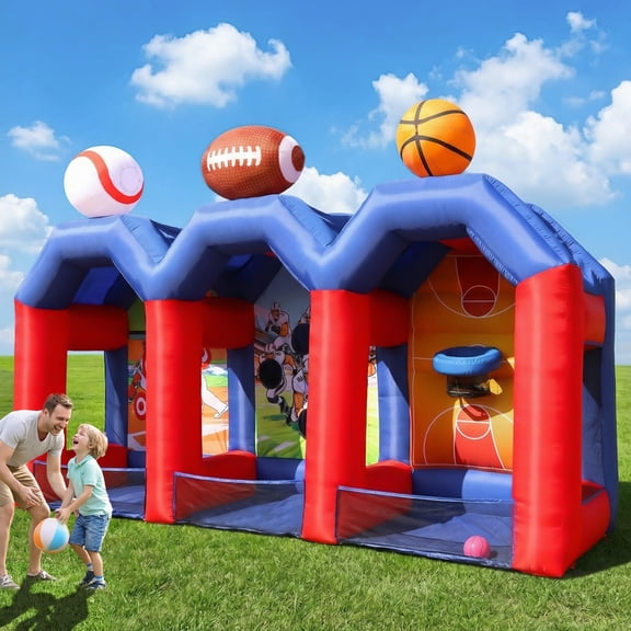 Vakiorn Inflatable Bouncy House 8.5m² Kids Play Center 1750W Blower Basketball Football Baseball Set for Backyard Birthday