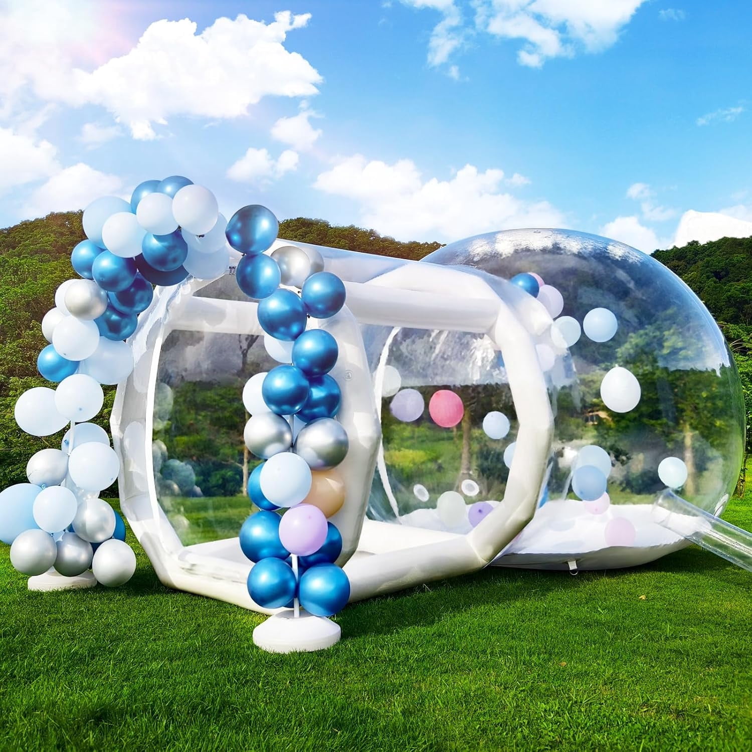 Vakiorn Inflatable Bubble Dome 14.5 ft Diameter Commercial Grade with 10 ft Tunnel and Blower Pump Waterproof Tent for Camping Garden Party