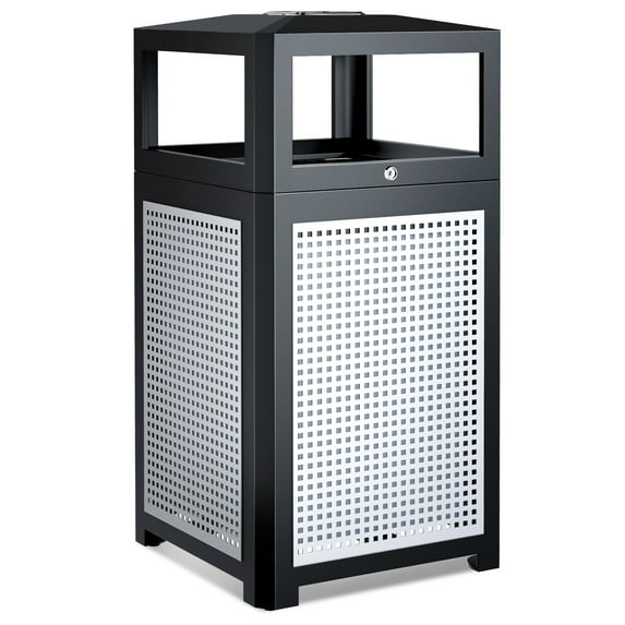 Vakiorn Outdoor Commercial Garbage Can 40 Gallon Metal Locking Lid Removable Bin for Parks Parking