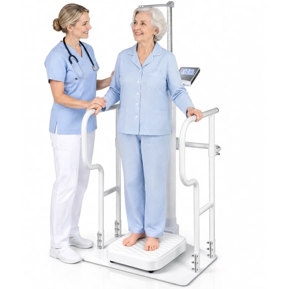 Vakiorn Scale for Seniors with Balance Handle Standing Scale 440 lbs Capacity HD LED Display USB Rechargeable for Home Care School Office