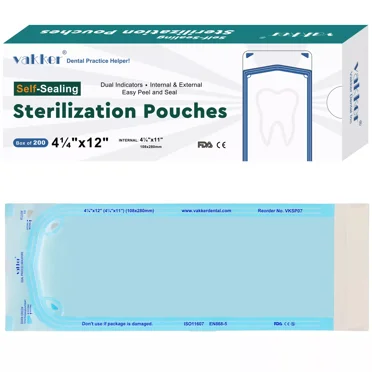 Vakker 4.25" x 12" 200pc Dental Self Sealing Sterilization Pouches Autoclave Sterilizer Bag VKSP07