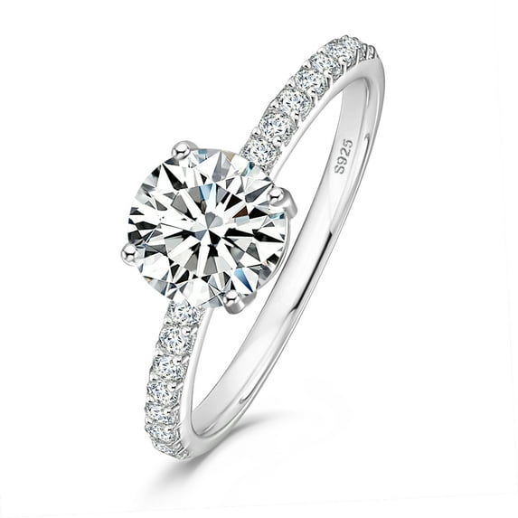 Vakki 1.25ct Created Emerald/Sapphire/Purple/Cubic Zirconia Ring 926 Sterling Silver Round Cut Solitaire Engagement Ring for Women