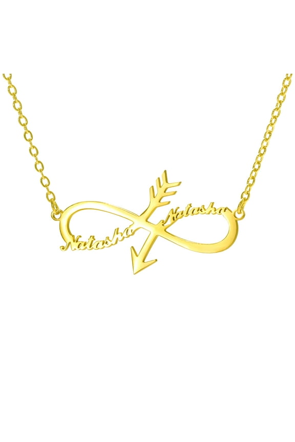 18K Gold Plated Personalized Infinity Name Necklace Customized Any 2 Names Infinity Nacklace with Arrow