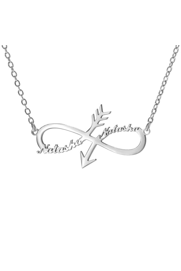 18K Gold Plated Personalized Infinity Name Necklace Customized Any 2 Names Infinity Nacklace with Arrow