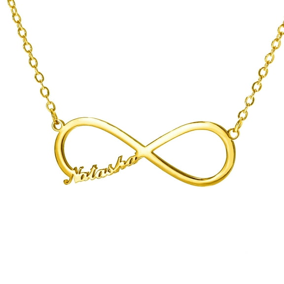Vakki 18K Gold Plated Personalized Infinity Name Necklace Customized Any Name Infinity Pendant Nacklace