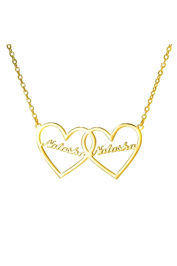 18K Gold Plated Personalized Name Pendant Necklace Customized Any 2 Names Infinity Nacklace Double Name Double Heart Custom Name Nacklace