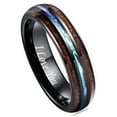 thumbnail image 1 of Vakki 6mm Tungsten Wedding Band Ring Men Women Hawaiian Koa Wood Dome Abalone Shell, 1 of 5