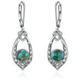 thumbnail image 1 of Vakki Celtic Knot Turquoise Earrings for Women, Vintage 925 Sterling Silver Dangle Earrings Leverback Earrings with Heart Knot Design, 1 of 5