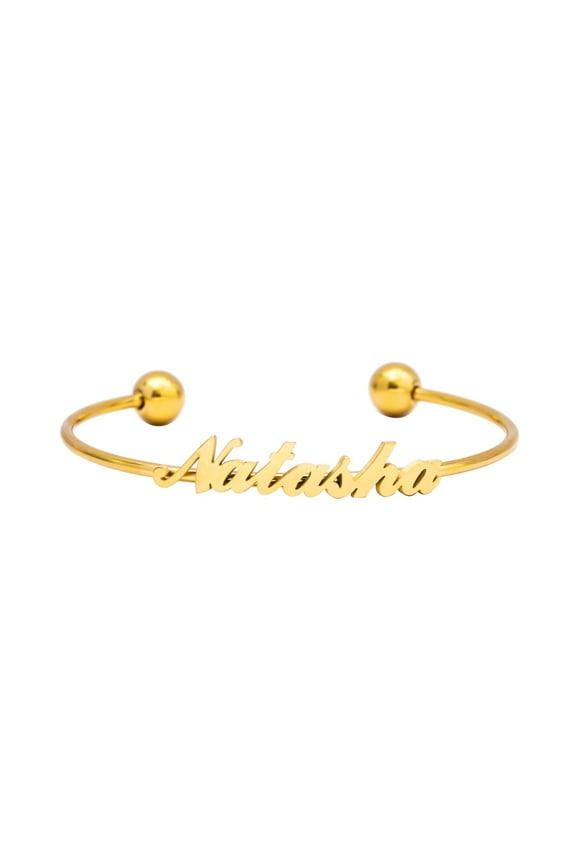 Custom Name Cuff Bangle Bracelets Stainless Steel Personalized Name Bracelet 18K Gold Plated Name Cuff Bangle