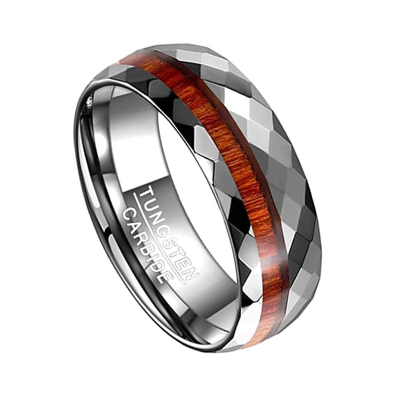 Vakki Men's 8mm Multi-Faceted High Polished Domed Tungsten Carbide Ring Wedding Band Comfort Fit Size 7-12