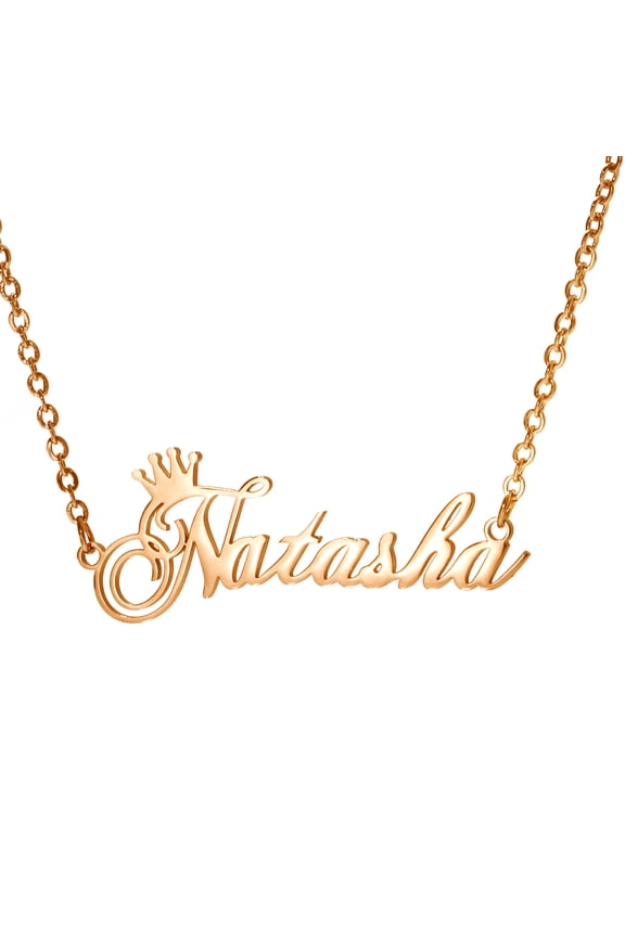 Name Customized Necklace Crown Shaped Personalized Necklace Stainless Steel Nameplate Necklace 18K Gold Plated Chain Jewelry for Women