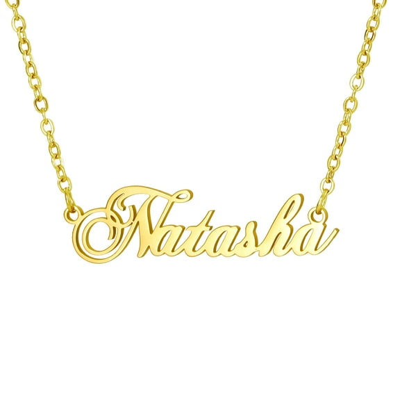 Vakki Name Customized Necklace Personalized Necklace Stainless Steel Nameplate Necklace 18K Gold Plated Chain Jewelry for Women