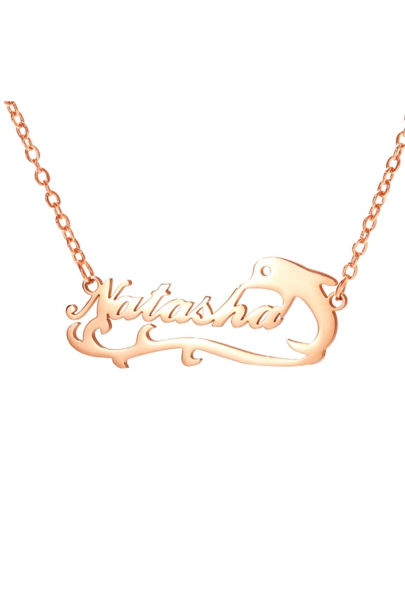 Name Customized Necklaces Stainless Steel Personalized Name Dolphin Necklace for Women Customized Gift