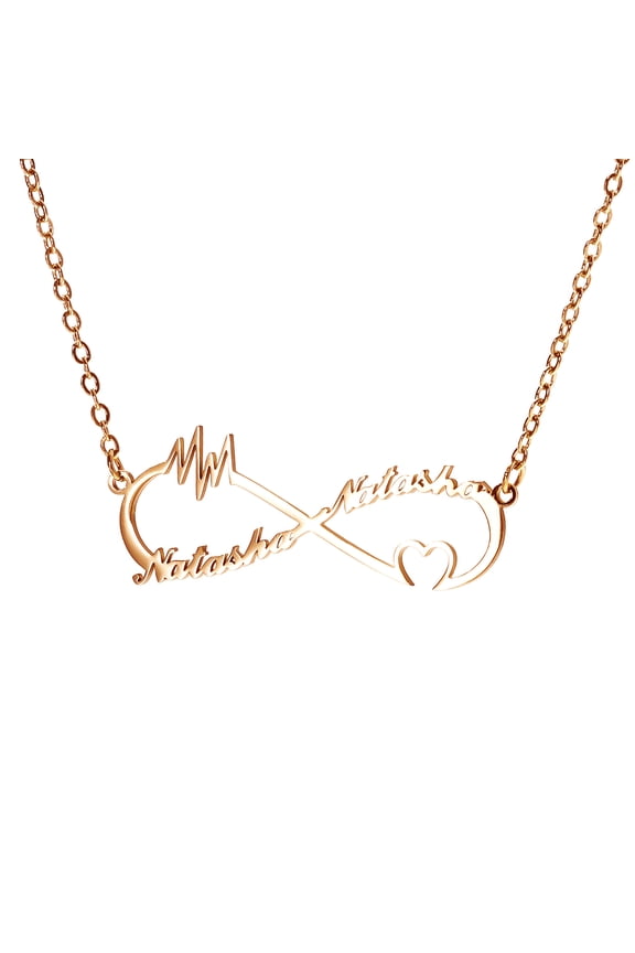 Personalized Infinity Name Necklace Customized Any 2 Names Infinity Nacklace with Heart