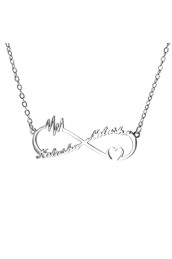 Personalized Infinity Name Necklace Customized Any 2 Names Infinity Nacklace with Heart