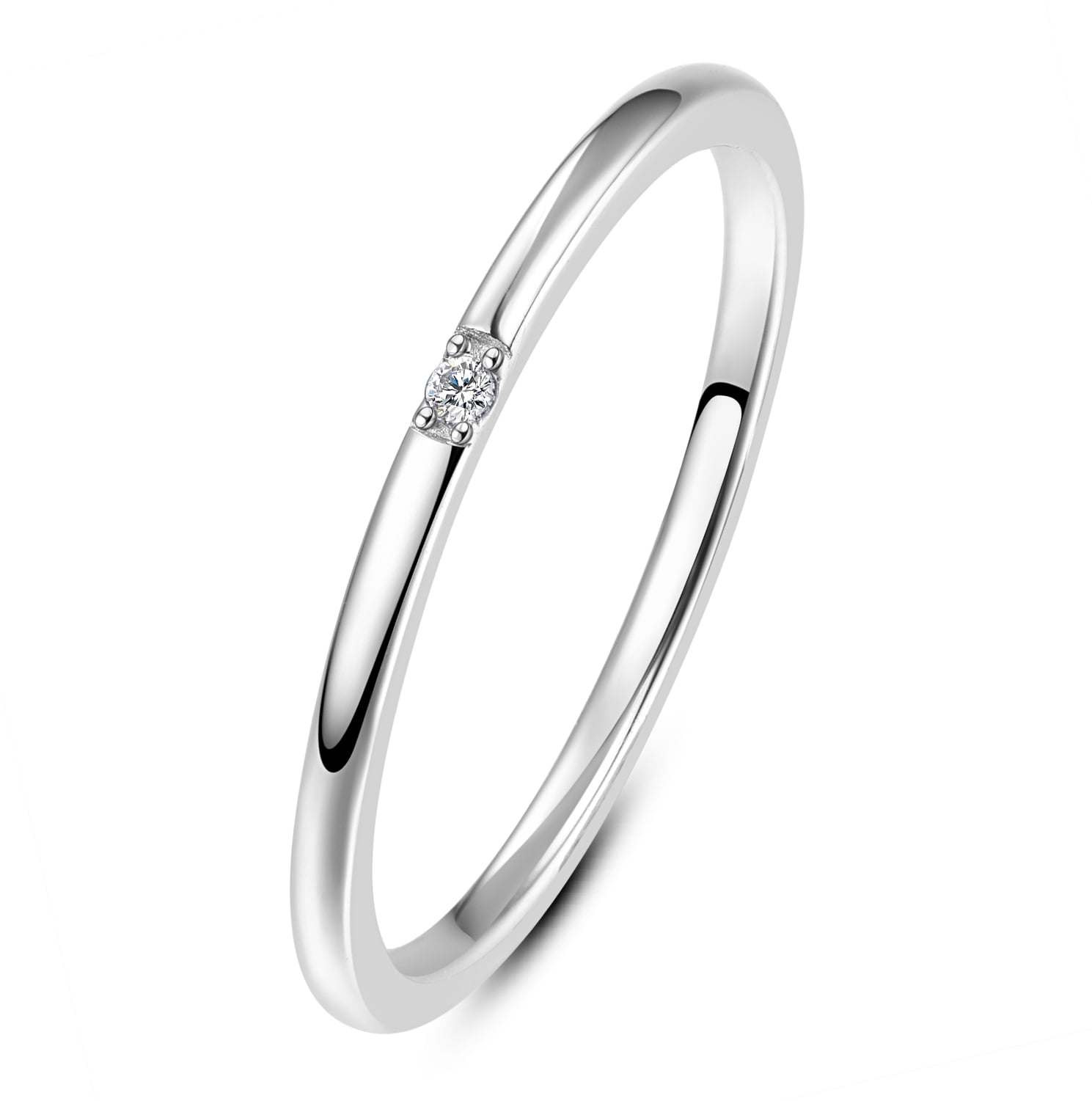 Vakki Simple Thin Brass Rings for Women White Gold Plated Wedding Band