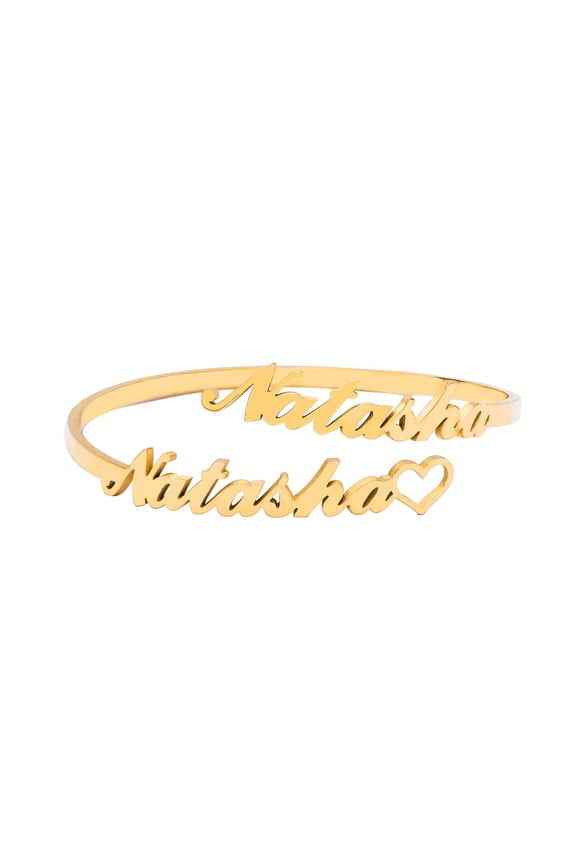Stainless Steel Custom Name Cuff Bangle Bracelets Heart Personalized Name Bracelet 18K Gold Plated Name Cuff Bangle Customized Jewelry Gifts for Women
